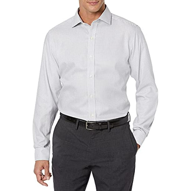 Men's Spread Collar V-Neck Shirt Houndstooth Ivory Black Stretchy Short Sleeve